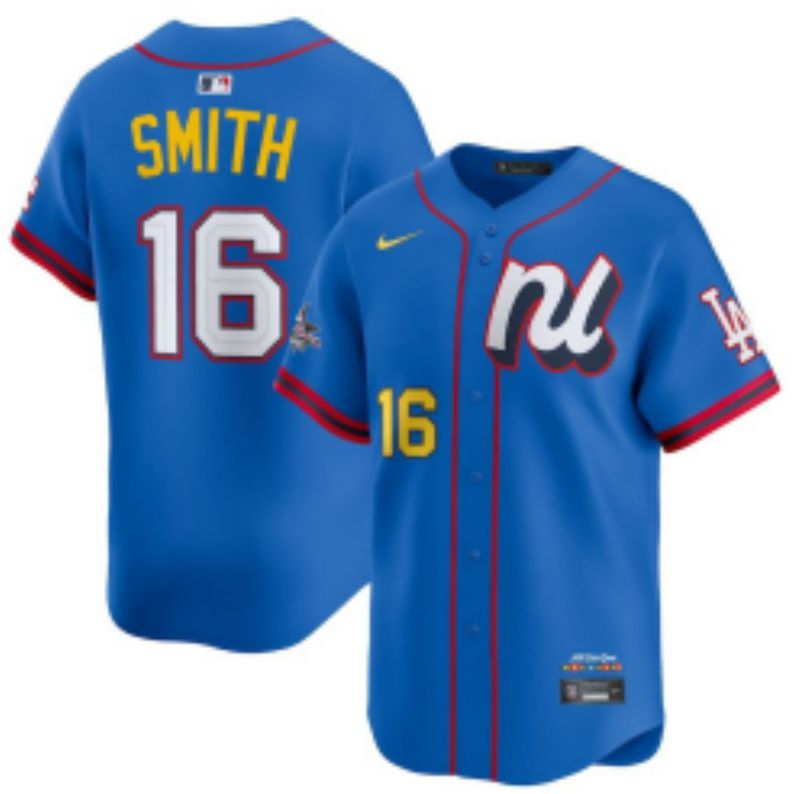 Men 2025 Los Angeles Dodgers #16 Smith Blue All star Blank Blue Nike MLB Jersey style 6